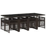 vidaXL Set mobilier de grădină cu perne, 9 piese, maro, poliratan