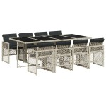 vidaXL Set mobilier grădină cu perne, 9 piese, gri deschis, poliratan