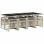 vidaXL Set mobilier grădină cu perne, 9 piese, gri deschis, poliratan