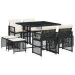 vidaXL Set mobilier de grădină cu perne, 9 piese, negru, poliratan vidaXL Set mobilier de grădină cu perne, 9 piese, negru, poliratan