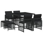 vidaXL Set mobilier de grădină cu perne, 9 piese, negru, poliratan