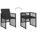vidaXL Set mobilier de grădină cu perne, 9 piese, negru, poliratan