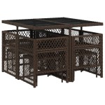 vidaXL Set mobilier de grădină cu perne, 9 piese, maro, poliratan