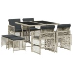 vidaXL Set mobilier grădină cu perne, 9 piese, gri deschis, poliratan
