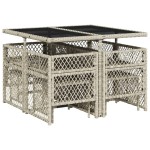 vidaXL Set mobilier grădină cu perne, 9 piese, gri deschis, poliratan