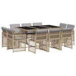 vidaXL Set mobilier grădină cu perne, 11 piese bej combinat poliratan vidaXL Set mobilier grădină cu perne, 11 piese bej combinat poliratan