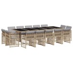 vidaXL Set mobilier grădină cu perne, 15 piese, bej combinat poliratan