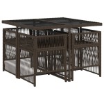 vidaXL Set mobilier de grădină, 5 piese, cu perne, maro, poliratan vidaXL Set mobilier de grădină, 5 piese, cu perne, maro, poliratan