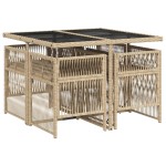 vidaXL Set mobilier pentru grădină, 5 piese, cu perne, bej, poliratan vidaXL Set mobilier pentru grădină, 5 piese, cu perne, bej, poliratan
