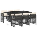 vidaXL Set mobilier de grădină cu perne, 7 piese, negru, poliratan vidaXL Set mobilier de grădină cu perne, 7 piese, negru, poliratan