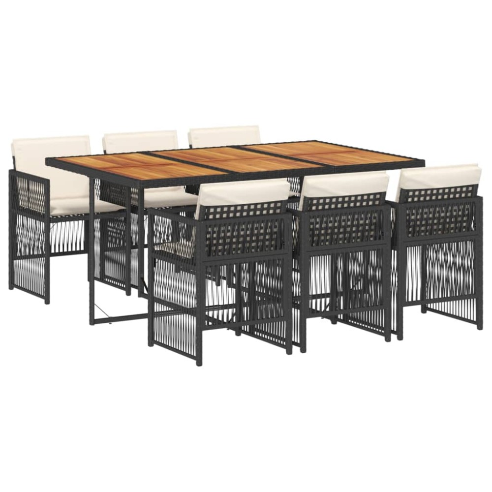 vidaXL Set mobilier de grădină cu perne, 7 piese, negru, poliratan