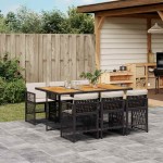 vidaXL Set mobilier de grădină cu perne, 7 piese, negru, poliratan vidaXL Set mobilier de grădină cu perne, 7 piese, negru, poliratan