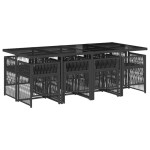 vidaXL Set mobilier de grădină cu perne, 9 piese, negru, poliratan vidaXL Set mobilier de grădină cu perne, 9 piese, negru, poliratan