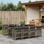 vidaXL Set mobilier grădină cu perne, 9 piese, gri, poliratan
