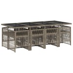 vidaXL Set mobilier grădină cu perne, 9 piese, gri, poliratan