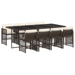 vidaXL Set mobilier de grădină cu perne, 9 piese, maro, poliratan