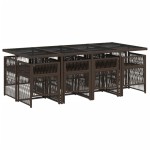 vidaXL Set mobilier de grădină cu perne, 9 piese, maro, poliratan