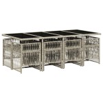 vidaXL Set mobilier grădină cu perne, 9 piese, gri deschis, poliratan vidaXL Set mobilier grădină cu perne, 9 piese, gri deschis, poliratan