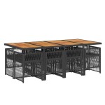 vidaXL Set mobilier de grădină cu perne, 9 piese, negru, poliratan vidaXL Set mobilier de grădină cu perne, 9 piese, negru, poliratan