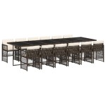 vidaXL Set mobilier de grădină, 13 piese, maro, cu perne, poliratan
