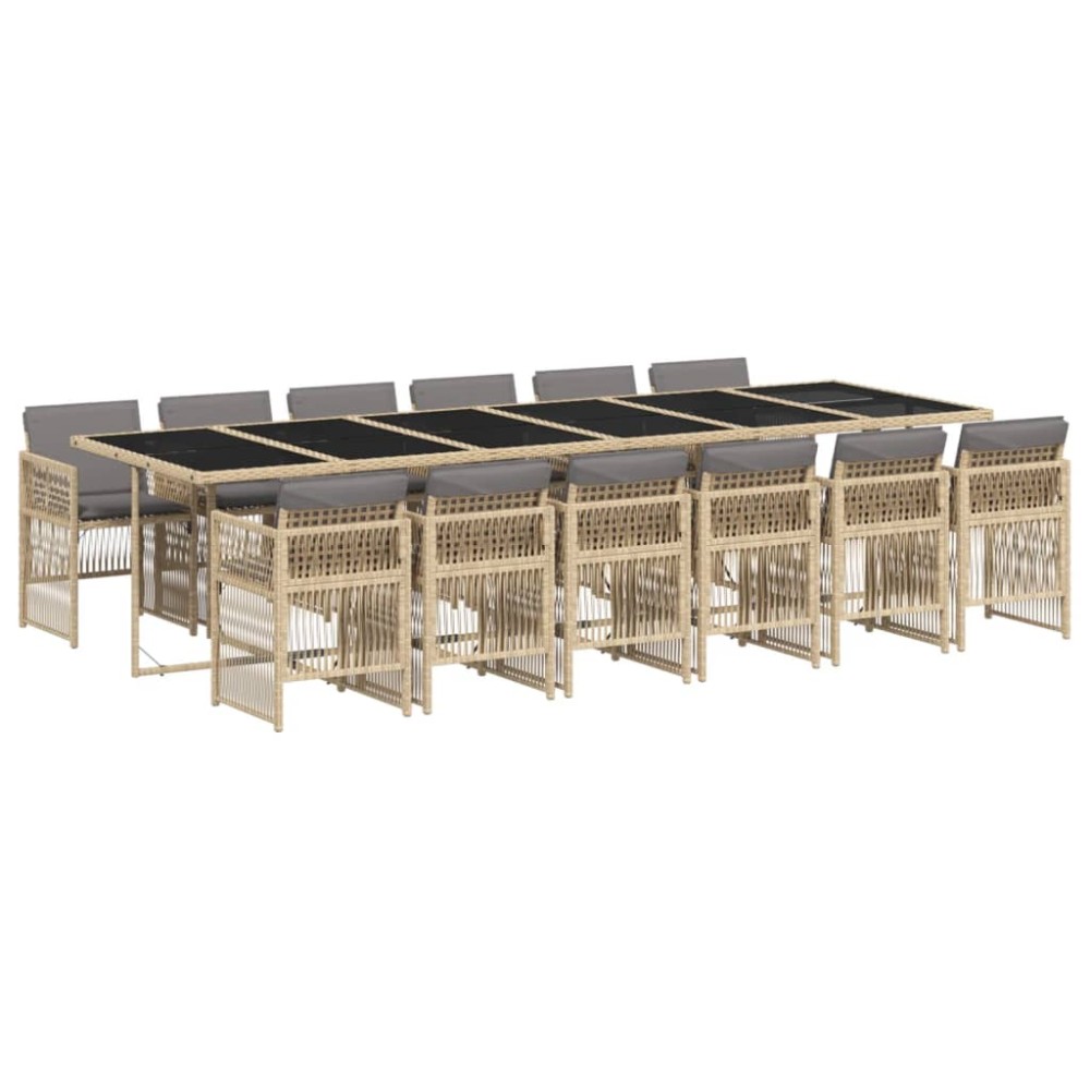 vidaXL Set mobilier grădină cu perne, 13 piese, bej combinat poliratan