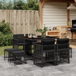 vidaXL Set mobilier de grădină cu perne, 9 piese, negru, poliratan vidaXL Set mobilier de grădină cu perne, 9 piese, negru, poliratan