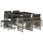 vidaXL Set mobilier grădină cu perne, 9 piese, gri, poliratan