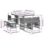 vidaXL Set mobilier de grădină cu perne, 9 piese, negru, poliratan