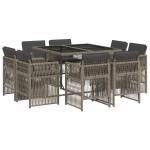 vidaXL Set mobilier grădină cu perne, 9 piese, gri, poliratan