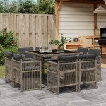 vidaXL Set mobilier grădină cu perne, 9 piese, gri, poliratan