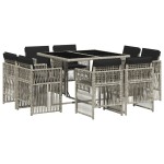 vidaXL Set mobilier grădină cu perne, 9 piese, gri deschis, poliratan vidaXL Set mobilier grădină cu perne, 9 piese, gri deschis, poliratan