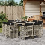 vidaXL Set mobilier grădină cu perne, 9 piese, gri deschis, poliratan vidaXL Set mobilier grădină cu perne, 9 piese, gri deschis, poliratan