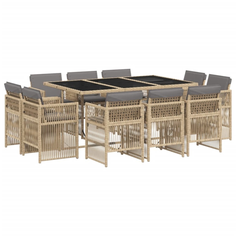 vidaXL Set mobilier grădină cu perne, 11 piese bej combinat poliratan