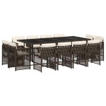 vidaXL Set mobilier de grădină, 13 piese, maro, cu perne, poliratan