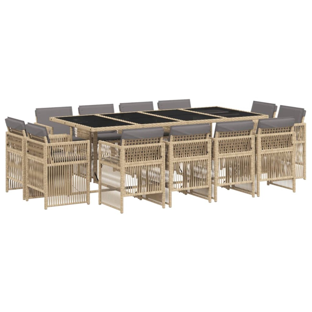 vidaXL Set mobilier grădină cu perne, 13 piese, bej combinat poliratan