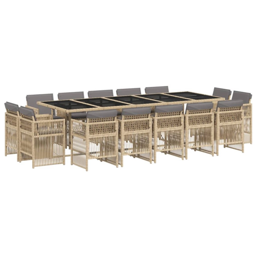 vidaXL Set mobilier grădină cu perne, 15 piese, bej combinat poliratan
