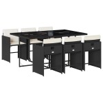 vidaXL Set mobilier de grădină cu perne, 7 piese, negru, poliratan vidaXL Set mobilier de grădină cu perne, 7 piese, negru, poliratan