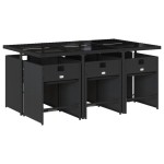 vidaXL Set mobilier de grădină cu perne, 7 piese, negru, poliratan vidaXL Set mobilier de grădină cu perne, 7 piese, negru, poliratan