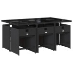 vidaXL Set mobilier de grădină cu perne, 7 piese, negru, poliratan vidaXL Set mobilier de grădină cu perne, 7 piese, negru, poliratan