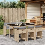 vidaXL Set mobilier pentru grădină, 7 piese, cu perne, bej, poliratan vidaXL Set mobilier pentru grădină, 7 piese, cu perne, bej, poliratan