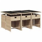 vidaXL Set mobilier pentru grădină, 7 piese, cu perne, bej, poliratan vidaXL Set mobilier pentru grădină, 7 piese, cu perne, bej, poliratan