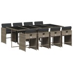 vidaXL Set mobilier grădină cu perne, 9 piese, gri, poliratan vidaXL Set mobilier grădină cu perne, 9 piese, gri, poliratan