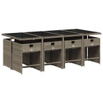 vidaXL Set mobilier grădină cu perne, 9 piese, gri, poliratan vidaXL Set mobilier grădină cu perne, 9 piese, gri, poliratan