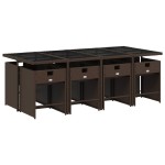 vidaXL Set mobilier de grădină cu perne, 9 piese, maro, poliratan