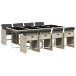 vidaXL Set mobilier grădină cu perne, 9 piese, gri deschis, poliratan