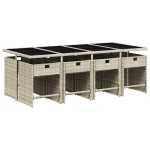 vidaXL Set mobilier grădină cu perne, 9 piese, gri deschis, poliratan