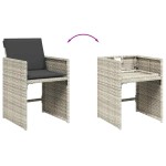 vidaXL Set mobilier grădină cu perne, 9 piese, gri deschis, poliratan