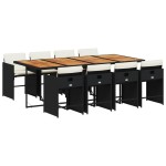 vidaXL Set mobilier de grădină cu perne, 9 piese, negru, poliratan vidaXL Set mobilier de grădină cu perne, 9 piese, negru, poliratan