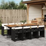 vidaXL Set mobilier de grădină cu perne, 9 piese, negru, poliratan vidaXL Set mobilier de grădină cu perne, 9 piese, negru, poliratan