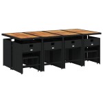 vidaXL Set mobilier de grădină cu perne, 9 piese, negru, poliratan vidaXL Set mobilier de grădină cu perne, 9 piese, negru, poliratan